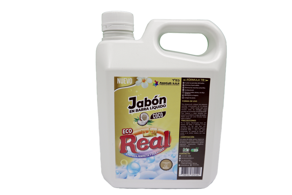 Jabón Eco Real - Líquido en Barra (Coco) Jabón Líquido Coco 1/2 Galón