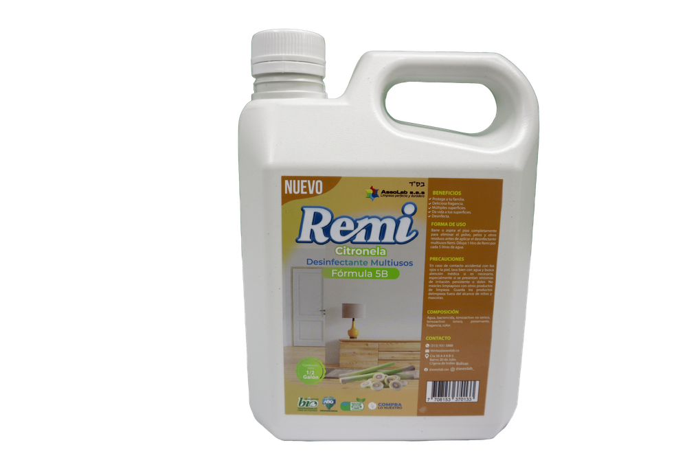 REMI CITRONELA - Limpiador Multiusos con Fragancia Natural Remi Citronela 1/2 Galón