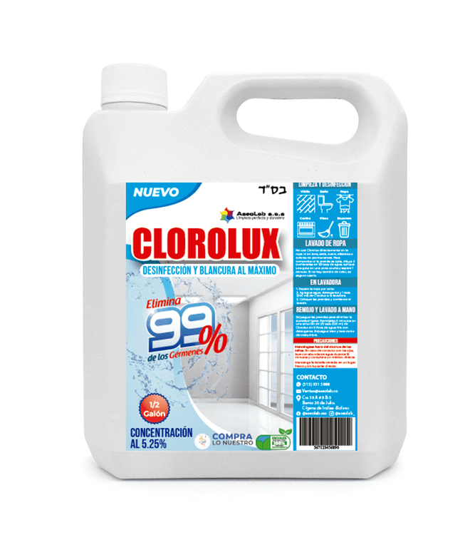 Clorolux 5.25% Concentración 1/2 Galón